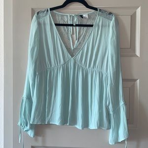 H&M Teal blouse with lace back size 14